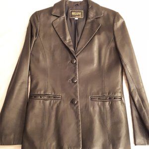 Women Black Leather Blazer